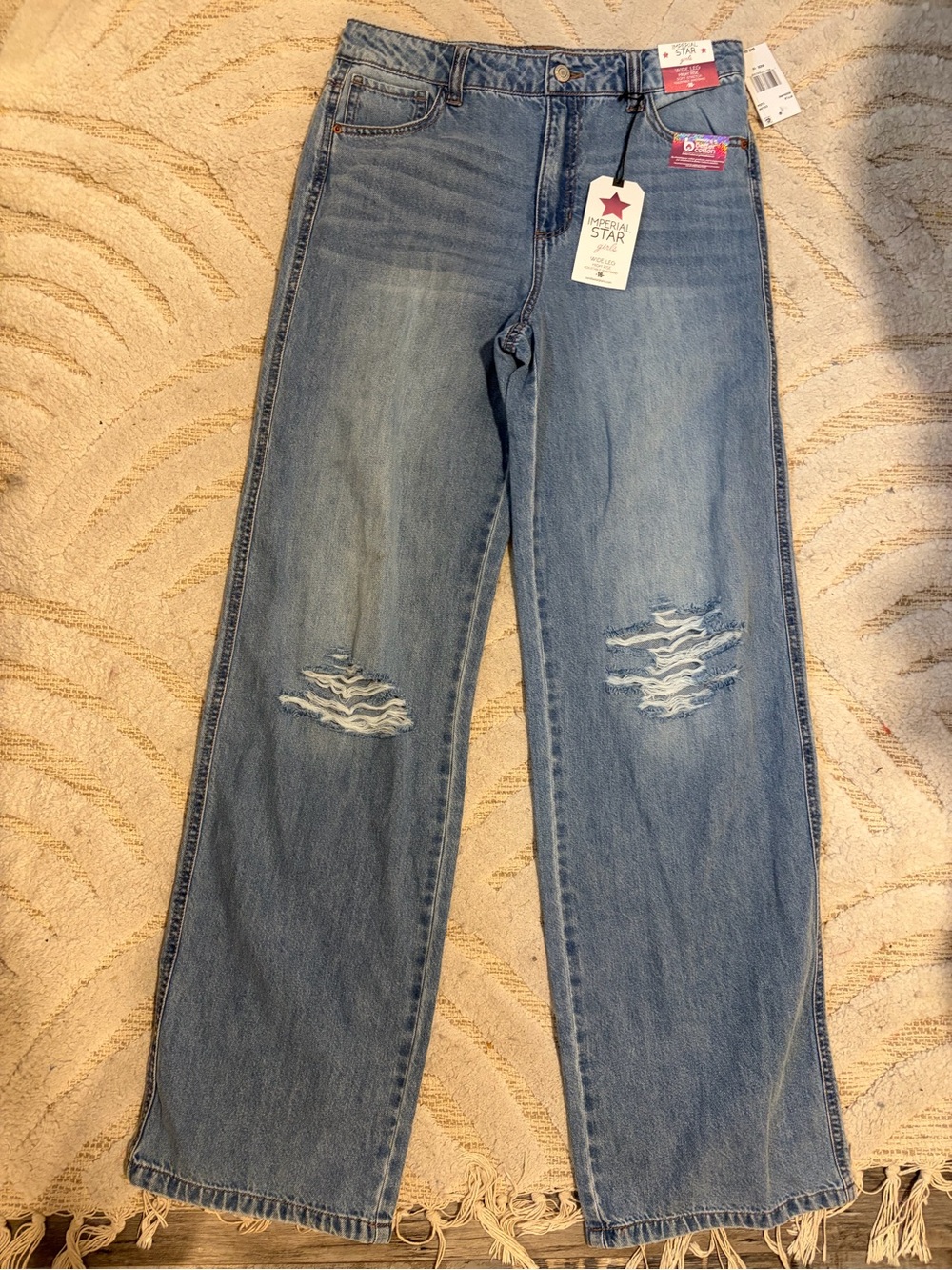 Imperial Star Girls High Rise Wide Leg Jeans - Light Blue Denim - Picture 2 of 4